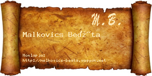 Malkovics Beáta névjegykártya