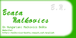 beata malkovics business card