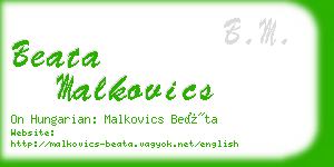 beata malkovics business card